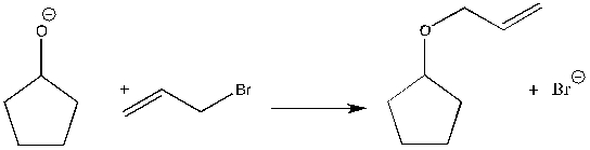 For the following reaction, label the nucleophile, electrophile, and leaving group.  
