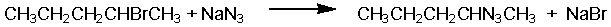 Which of the following is the rate equation for the following reaction?   A)  Rate = k[CH<sub>3</sub>CH<sub>2</sub>CH<sub>2</sub>CHBrCH<sub>3</sub>] B)  Rate = k[NaN<sub>3</sub>] C)  Rate = k[CH<sub>3</sub>CH<sub>2</sub>CH<sub>2</sub>CHBrCH<sub>3</sub>] [NaBr] D)  Rate = k[CH<sub>3</sub>CH<sub>2</sub>CH<sub>2</sub>CHBrCH<sub>3</sub>]<sup> </sup>[NaN<sub>3</sub>] E)  Rate = k[CH<sub>3</sub>CH<sub>2</sub>CH<sub>2</sub>CHBrCH<sub>3</sub>]<sup>2 </sup>[NaN<sub>3</sub>]