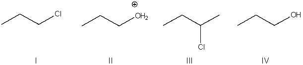 Predict the product for the following S<sub>N</sub>2 reaction.     A)  I B)  II C)  III D)  IV E)  None of these
