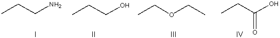 Which of the following is an aprotic solvent?   A)  I B)  II C)  III D)  IV E)  none of these