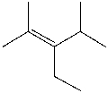 Which of the following is the IUPAC name for the following compound?   A)  2-ethyl-1,1,3-trimethylbutene B)  3-ethyl-2,4-dimethyl-2-pentene C)  2,4-dimethylhexene D)  4-ethyl-1,3-dimethyl-3-pentene