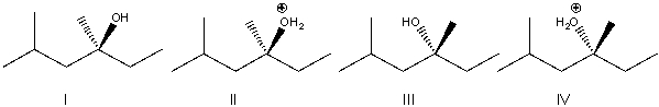 Predict the major product for the following reaction.     A)  I B)  II C)  III D)  Both II & IV E)  Both I & III