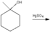 For the following dehydration, draw the structure of the intermediate carbocation.  