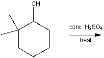 Draw the mechanism and product for the following elimination.  