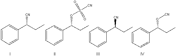 Predict the product for the following reaction.     A)  I B)  II C)  III D)  IV E)  I and III