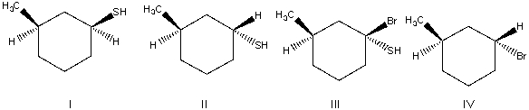 Predict the product for the following reaction.     A)  I B)  II C)  III D)  IV E)  I and II