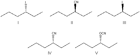 Predict the product for the following reaction.     A)  I B)  II C)  III D)  IV E)  V