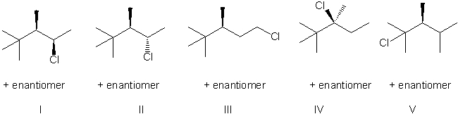 What is the major product of the reaction below?     A)  I B)  II C)  III D)  IV E)  V