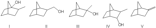 Identify the expected major product of the following reaction.     A)  I B)  II C)  III D)  IV E)  V