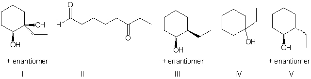 What is the expected major product for the following reaction sequence?     A)  I B)  II C)  III D)  IV E)  V