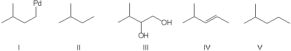 Provide the organic product(s)  for the reaction shown below.     A)  I B)  II C)  III D)  IV E)  V