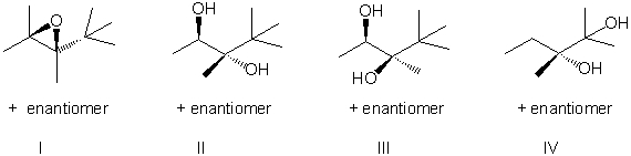 For the reaction sequence below, identify the expected major products.     A)  I B)  II C)  III D)  IV