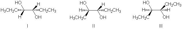 For the reaction sequence below, identify the expected major product(s) .     A)  I B)  II C)  III D)  I and III E)  II and III