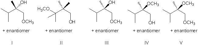 What is the major product for the following reaction sequence?     A)  I B)  II C)  III D)  IV E)  V