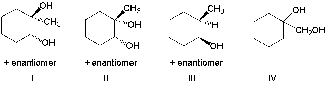 Identify the expected major organic product generated from the reaction sequence shown.     A)  I B)  II C)  III D)  IV