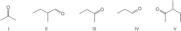 Provide the expected major organic product of the reaction sequence shown.     A)  I and II B)  IV and V C)  I only D)  II only E)  III only