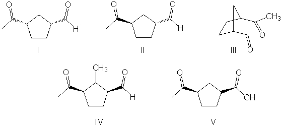 What is the expected major product of the reaction sequence shown below?     A)  I B)  II C)  III D)  IV E)  V
