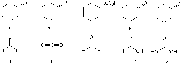 What are the expected major products from the reaction sequence shown below?     A)  I B)  II C)  III D)  IV E)  V