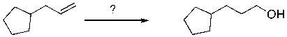 Which reagents are most likely to accomplish the reaction shown below?   A)  1. BH<sub>3</sub>∙THF / 2. HO<sup>-</sup>, H<sub>2</sub>O<sub>2</sub>, H<sub>2</sub>O B)  H<sup>+</sup>, H<sub>2</sub>O C)  1. Hg(OAc) <sub>2</sub>, H<sub>2</sub>O, THF / 2. NaBH<sub>4</sub> D)  1. Hg(OAc) <sub>2</sub>, CH<sub>3</sub>OH / 2. NaBH<sub>4</sub> E)  NaOH, H<sub>2</sub>O
