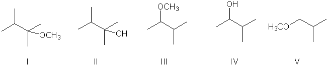 What is the expected major product of the following reaction sequence?     A)  I B)  II C)  III D)  IV E)  V