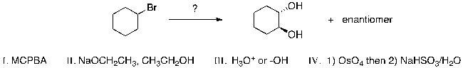 Which is the correct sequence of steps necessary to complete the following reaction?   A)  I then II then III B)  II then I then III C)  II then IV D)  III then I E)  I then IV then II then III