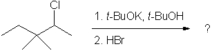 What is the expected major product of the following reaction sequence?     A)  I B)  II C)  III D)  IV E)  V