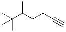 What is the IUPAC name for the molecule shown below?   A)  5,6,6-trimethyl-1-heptyne B)  5-tert-butyl-1-hexyne C)  2,2,3-trimethyl-6-heptyne D)  2,2,3-(3-butynyl) butane E)  sec-butyl-tert-butylacetylene