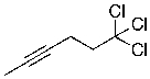 What is the IUPAC name for the molecule shown below?   A)  1,1,1-trichloro-4-hexyne B)  4,4,4-trichloro-1-butyne C)  1,1,1-trichloro-2-butyne D)  5,5,5-trichloro-2-pentyne E)  6,6,6-trichloro-2-hexyne