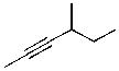 What is the IUPAC name for the molecule shown below?   A)  4-ethyl-2-pentyne B)  2-ethyl-3-pentyne C)  3-methyl-4-hexyne D)  4-methyl-2-hexyne E)  sec-Butylpropyne