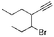 What is the IUPAC name for the molecule shown below?   A)  3-bromo-4-acetylenylheptane B)  3-(1-bromopropyl) -1-hexyne C)  3-bromo-4-propyl-5-hexyne D)  4-bromo-3-propyl-1-hexyne E)  4-ethynyl-5-bromo-heptane