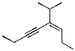 What is the IUPAC name for the molecule shown below?   A)  (E) -4-isopropyloct-3-en-5-yne B)  (Z) -4-isopropyloct-3-en-5-yne C)  (E) -5-isopropyloct-5-en-3-yne D)  (Z) -5-isopropyloct-5-en-3-yne E)  (E) -4-(2-methylethyl) oct-3-en-5-yne