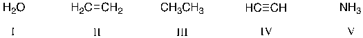 Rank the following acids in order of decreasing acidity.   A)  V > I > IV > II > III B)  III > IV > II > I > V C)  V > I > III > II > IV D)  I > IV > V > II > III E)  IV > I > V > II > III