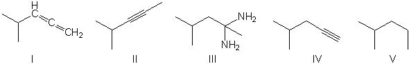 For the reaction shown below, select the expected major product.     A)  I B)  II C)  III D)  IV E)  V