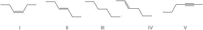 For the reaction shown, select the expected major organic product.     A)  I B)  II C)  III D)  IV E)  V