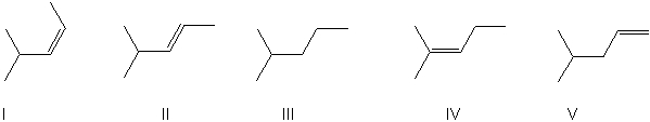 For the reaction shown, select the expected major organic product.     A)  I B)  II C)  III D)  IV E)  V