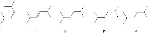 For the reaction shown, select the expected major organic product.     A)  I B)  II C)  III D)  IV E)  V