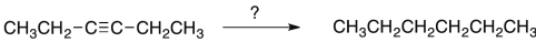 Select the reagent(s)  expected to accomplish the reaction shown below.   A)  H<sub>2</sub>, Ni B)  H<sub>2</sub>, Ni<sub>2</sub>B C)  Na, NH<sub>3</sub>(l)  D)  A or B E)  B or C