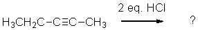 What is the major expected product(s)  of the reaction shown below?   A)  2,2-dichloropentane B)  3,3-dichloropentane C)  2,3-dichloropentane D)  A and B E)  B and C