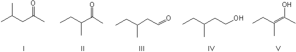 Identify the final product for the following reaction.     A)  I B)  II C)  III D)  IV E)  V