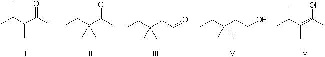 Identify the final product for the following reaction.     A)  I B)  II C)  III D)  IV E)  V