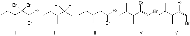 Which of the compounds shown below would be the most likely product expected from the reaction scheme shown?     A)  I B)  II C)  III D)  IV E)  V