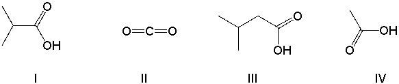 Predict the major organic products of the reaction below.     A)  I and II B)  II and III C)  I and IV D)  II And III E)  I and III