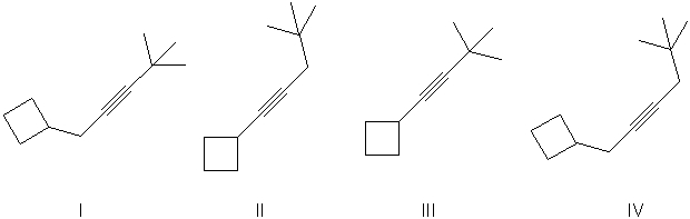 What is the expected major final product of the reaction sequence shown below?     A)  I B)  II C)  III D)  IV E)  None of the shown products will be produced.
