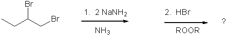 Which of the compounds listed would be one of the final major products for the following reaction sequence?     A)  I B)  II C)  III D)  IV E)  V