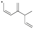 Draw all of the reasonable resonance structures for the radical shown below.  