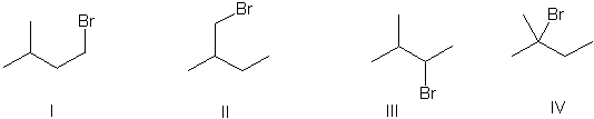 Predict the major product of the following reaction.     A)  I B)  II C)  III D)  IV