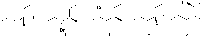 Predict the major product(s)  of the following reaction.     A)  I B)  II and IV C)  III and V D)  I and IV E)  V