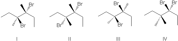 Predict the major product(s)  of the following reaction.     A)  I B)  I and II C)  I, II, and III D)  I, II, and IV E)  IV