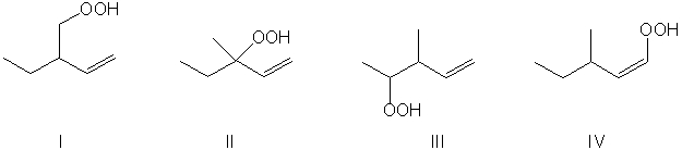 Which of the following is expected to be a major product for the reaction shown below?     A)  I B)  II C)  III D)  IV