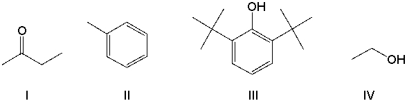 Which of the following is expected to function as an antioxidant?   A)  I B)  II C)  III D)  IV E)  I, II, III, and IV
